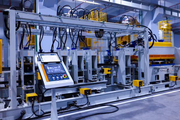 Panel de control con pantalla táctil en una máquina industrial